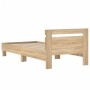 Sonoma oak engineered wood bed with headboard 75x190 cm by , Beds and slatted bases - Ref: Foro24-838570, Price: 73,65 €, Dis...