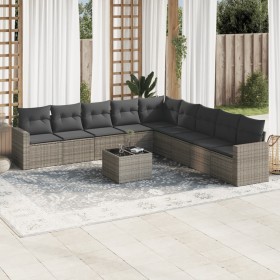 Set de sofás de jardín 10 pzas con cojines ratán sintético gris de , Conjuntos de jardín - Ref: Foro24-3219090, Precio: 628,9...