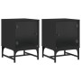 Mesitas de noche con puertas de vidrio 2 uds negro 35x37x50 cm de , Mesitas de noche - Ref: Foro24-836521, Precio: 61,84 €, D...