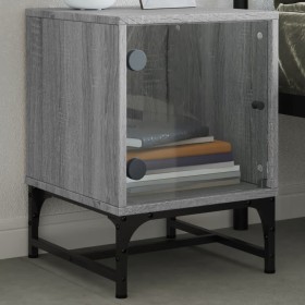 Bedside table with Sonoma gray glass door 35x37x50 cm by , Nightstands - Ref: Foro24-836528, Price: 37,99 €, Discount: %