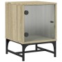 Mesitas noche con puertas vidrio 2 uds roble Sonoma 35x37x50 cm de , Mesitas de noche - Ref: Foro24-836523, Precio: 66,17 €, ...