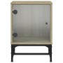 Mesitas noche con puertas vidrio 2 uds roble Sonoma 35x37x50 cm de , Mesitas de noche - Ref: Foro24-836523, Precio: 66,17 €, ...