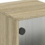 Two Sonoma oak bedside tables with glass doors, 35x37x50 cm each. by , Nightstands - Ref: Foro24-836523, Price: 66,17 €, Disc...