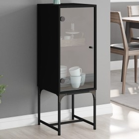 Armario auxiliar con puerta de vidrio negro 35x37x100 cm de , Aparadores - Ref: Foro24-836554, Precio: 56,48 €, Descuento: %