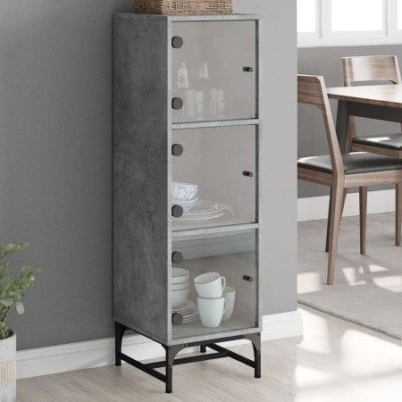 Sideboard with gray concrete glass doors 35x37x120 cm by , Sideboards - Ref: Foro24-836563, Price: 71,00 €, Discount: %