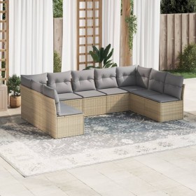 Set mit 9 Gartensofas mit beigen Kissen aus synthetischem Rattan von , Gartensets - Ref: Foro24-3249908, Preis: 594,15 €, Rab...