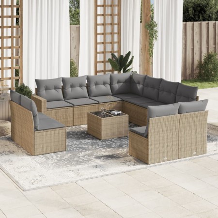 12-teiliges Gartensofa-Set und Kissen aus braunem Kunststoff-Rattan. von , Modulare Sofas für den Außenbereich - Ref: Foro24-...