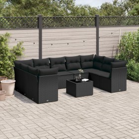 Set de sofás de jardín 10 pzas cojines ratán sintético negro de , Conjuntos de jardín - Ref: Foro24-3249974, Precio: 671,88 €...