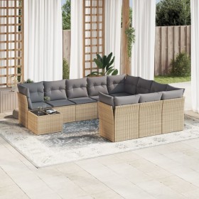 Set de sofás de jardín 11pzas con cojines ratán sintético beige de , Conjuntos de jardín - Ref: Foro24-3250098, Precio: 702,9...