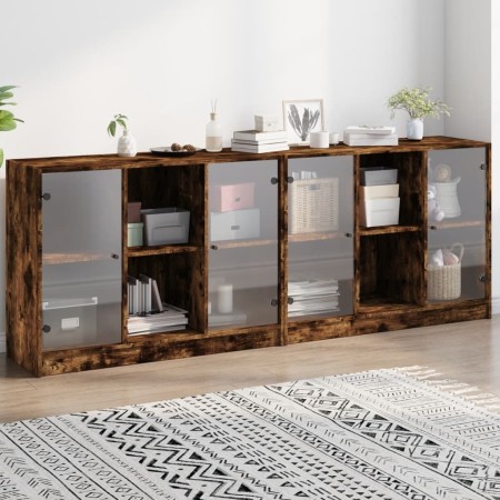 Regal aus geräuchertem Eichenholz mit Türen 204x37x75 cm von , Bücherregale und Regale - Ref: Foro24-3206535, Preis: 210,90 €...