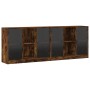 Shelf with smoked oak wood doors 204x37x75 cm by , Bookcases and shelves - Ref: Foro24-3206535, Price: 210,90 €, Discount: %