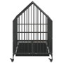 Dog cage with wheels, black galvanized steel by , Dog kennels - Ref: Foro24-172208, Price: 130,69 €, Discount: %