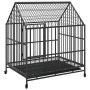 Dog cage with wheels, black galvanized steel by , Dog kennels - Ref: Foro24-172208, Price: 130,69 €, Discount: %