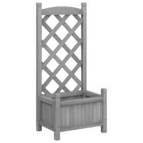 Jardinera con enrejado madera maciza de abeto gris de , Maceteros y jardineras - Ref: Foro24-365483, Precio: 41,71 €, Descuen...