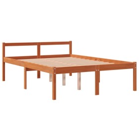 Cama para mayores madera maciza de pino marrón cera 140x200 cm de , Camas y somieres - Ref: Foro24-844158, Precio: 129,99 €, ...