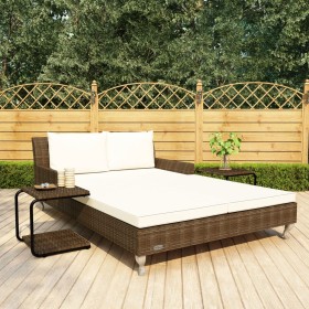 Double garden lounger with brown synthetic rattan cushions by , Outdoor beds - Ref: Foro24-48130, Price: 541,99 €, Discount: %