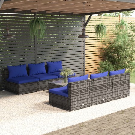 7-piece garden sofa set and gray synthetic rattan cushions by , Garden sets - Ref: Foro24-3101462, Price: 431,99 €, Discount: %