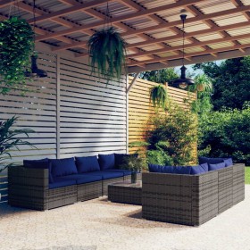 8-teiliges Gartensofa-Set und graue synthetische Rattankissen von , Gartensets - Ref: Foro24-3101510, Preis: 571,99 €, Rabatt: %