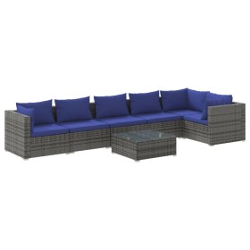 7-teiliges Gartensofa-Set und graue synthetische Rattankissen von , Gartensets - Ref: Foro24-3101726, Preis: 431,99 €, Rabatt: %