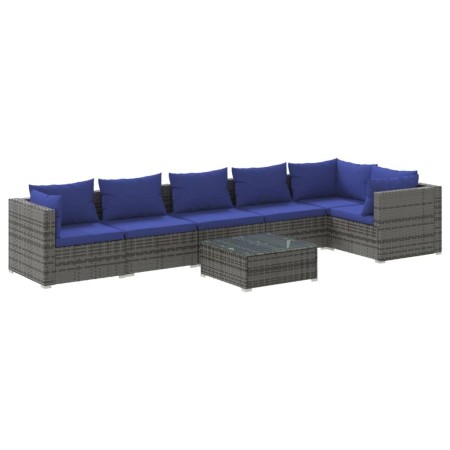 7-teiliges Gartensofa-Set und graue synthetische Rattankissen von , Gartensets - Ref: Foro24-3101726, Preis: 504,22 €, Rabatt: %