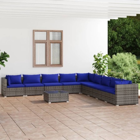 10-piece garden furniture set and gray synthetic rattan cushions by , Garden sets - Ref: Foro24-3101798, Price: 764,56 €, Dis...