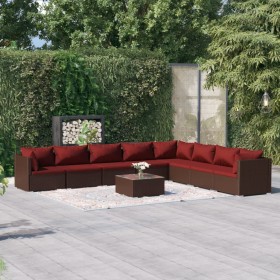 9-teiliges Gartenmöbel-Set und braune synthetische Rattankissen von , Gartensets - Ref: Foro24-3101779, Preis: 748,99 €, Raba...