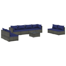 9-teiliges Gartenmöbel-Set und graue synthetische Rattankissen von , Gartensets - Ref: Foro24-3102262, Preis: 649,99 €, Rabat...