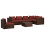 Set muebles de jardín 7 piezas y cojines ratán sintético marrón de , Conjuntos de jardín - Ref: Foro24-3102331, Precio: 585,3...