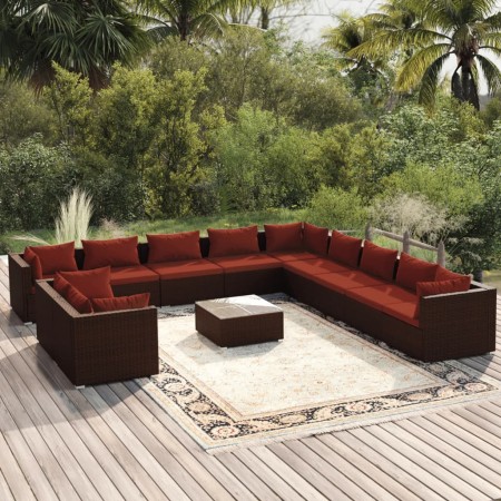 Set muebles de jardín y cojines 12 pzas ratán sintético marrón de , Conjuntos de jardín - Ref: Foro24-3102539, Precio: 1,00 €...