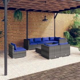 9-piece garden furniture set and gray synthetic rattan cushions by , Garden sets - Ref: Foro24-3102622, Price: 587,99 €, Disc...