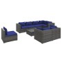 Set de muebles de jardín 9 pzas y cojines ratán sintético gris de , Conjuntos de jardín - Ref: Foro24-3102622, Precio: 689,66...