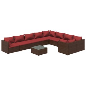 Set muebles de jardín 10 piezas cojines ratán sintético marrón de , Conjuntos de jardín - Ref: Foro24-3102771, Precio: 986,82...