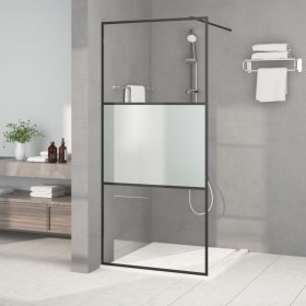 Black semi-frosted ESG glass shower screen 90x195 cm by , Shower walls and screens - Ref: Foro24-152106, Price: 154,49 €, Dis...