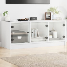 Mueble de TV con puertas de vidrio blanco 102x37x42 cm de , Muebles TV - Ref: Foro24-836406, Precio: 74,79 €, Descuento: %