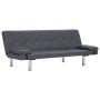 Sofá cama con dos almohadas de cuero sintético gris de vidaXL, Sofás - Ref: Foro24-282181, Precio: 189,99 €, Descuento: %