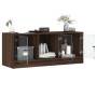 Mueble de TV con puertas de vidrio marrón roble 102x37x42 cm de , Muebles TV - Ref: Foro24-836412, Precio: 74,79 €, Descuento: %