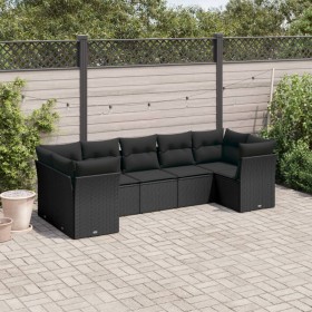 7-teiliges Garten-Essset und schwarze Kissen aus synthetischem Rattan von , Gartensets - Ref: Foro24-3249954, Preis: 501,36 €...