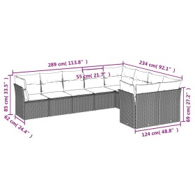 8-teiliges Gartensofa-Set und schwarze synthetische Rattankissen von , Gartensets - Ref: Foro24-3250004, Preis: 611,68 €, Rab...