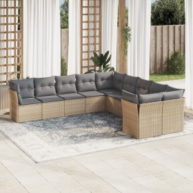 Gartensofa-Set mit beigen Kissen, 10-teilig, synthetisches Rattan von , Gartensets - Ref: Foro24-3250078, Preis: 642,45 €, Ra...