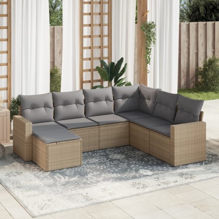 7-piece garden sofa set and beige synthetic rattan cushions by , Modular outdoor sofas - Ref: Foro24-3251636, Price: 514,77 €...