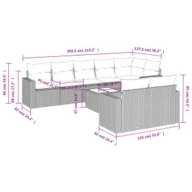 9-teiliges Gartensofa-Set mit beigen synthetischen Rattankissen von , Modulare Sofas für den Außenbereich - Ref: Foro24-32515...