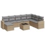 9-teiliges Gartensofa-Set mit beigen synthetischen Rattankissen von , Modulare Sofas für den Außenbereich - Ref: Foro24-32517...