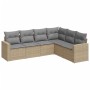 Garden sofa set with cushions 6 pieces beige synthetic rattan by , Garden sets - Ref: Foro24-3218999, Price: 408,62 €, Discou...