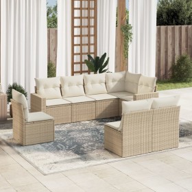 Gartensofa-Set mit beigen Kissen 8 Stück PE-Rattan von , Gartensets - Ref: Foro24-3219058, Preis: 630,99 €, Rabatt: %