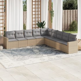 9-teiliges Gartensofa-Set mit beigen synthetischen Rattankissen von , Gartensets - Ref: Foro24-3219079, Preis: 574,52 €, Raba...