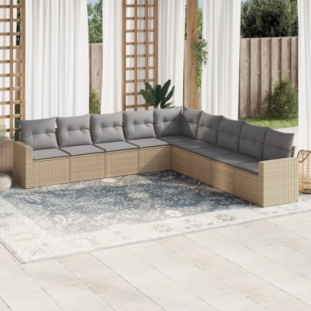 9-teiliges Gartensofa-Set mit beigen synthetischen Rattankissen von , Gartensets - Ref: Foro24-3219079, Preis: 588,82 €, Raba...