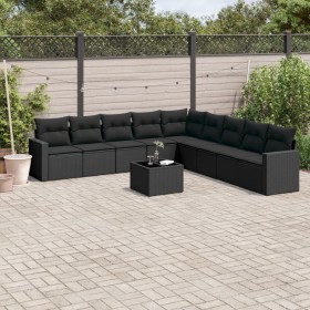 Set de sofás de jardín 10 pzas cojines ratán sintético negro de , Conjuntos de jardín - Ref: Foro24-3219085, Precio: 582,99 €...