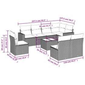 8-teiliges Gartensofa-Set und schwarze synthetische Rattankissen von , Gartensets - Ref: Foro24-3219066, Preis: 578,36 €, Rab...