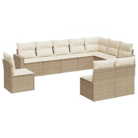 Gartensofa-Set mit beigen Kissen, 10-teilig, synthetisches Rattan von , Gartensets - Ref: Foro24-3219098, Preis: 732,44 €, Ra...