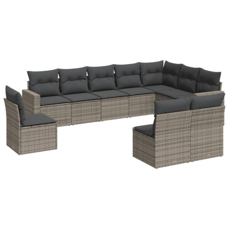 10-piece garden sofa set with gray synthetic rattan cushions by , Garden sets - Ref: Foro24-3219100, Price: 633,62 €, Discoun...